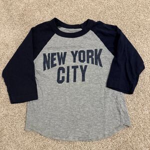 New‎ York City Boy's Long Sleeve Raglan T-Shirt Size Small Gray Navy Blue
